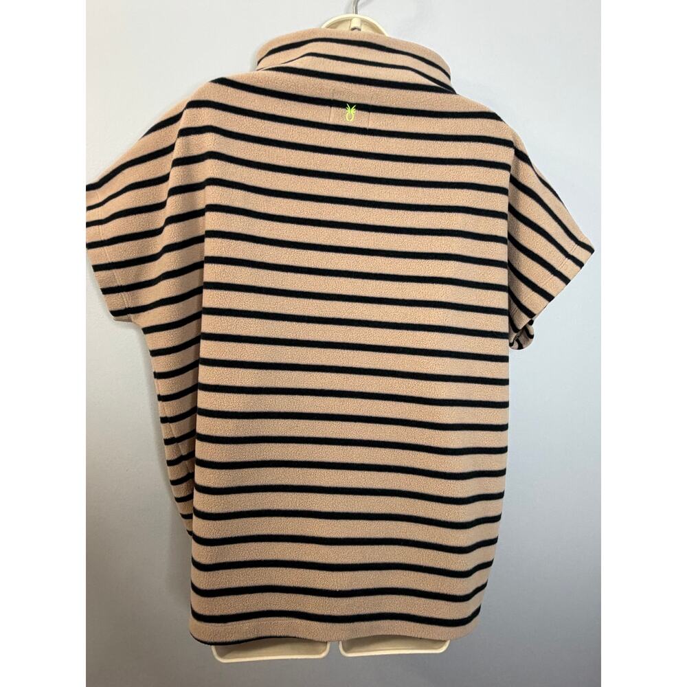 Dudley Stephens Bowery Mock Neck Top Khaki Black Stripe Vello Fleece Sz XL - Picture 8 of 9